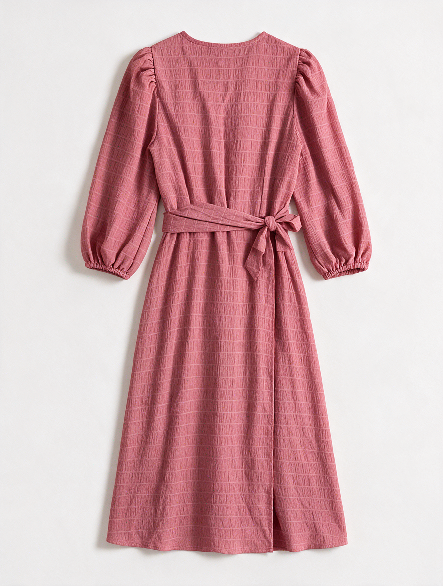 ICHI - Jurk - roze, wikkelmodel, V-hals - XS