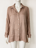 JOSH V - Blouse - beige, glanzende stof, grafisch patroon - L