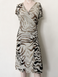 Javier Simorra - Jurk - dierenprint, wikkellook, V-hals - M