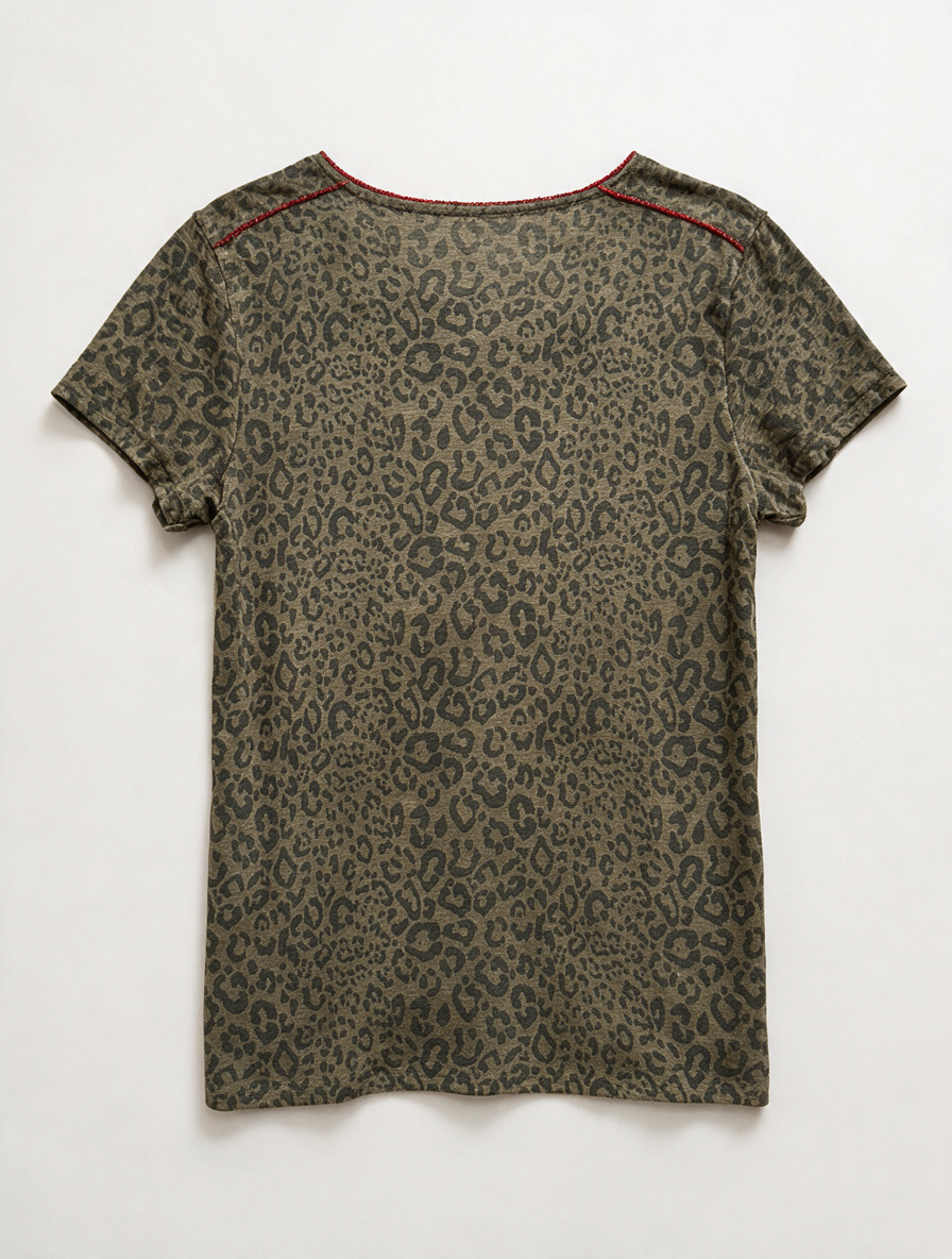 Key Largo - T-shirt - luipaardprint, V-hals, korte mouwen - M