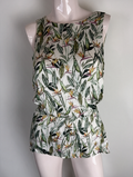 ESPRIT - Top - tropische bloemen- en bladerenprint, mouwloos, getailleerde taille - S