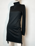 PATRIZIA PEPE - Jurk - zwart, hoge col, knoopdetail - S