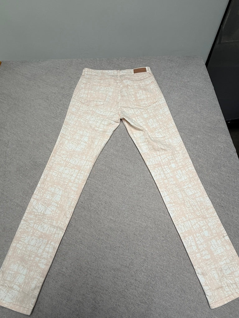 Para Mi Celine Skinny Jeans W40 L32 – Roze Beige Printbroek – Stretch Damesbroek