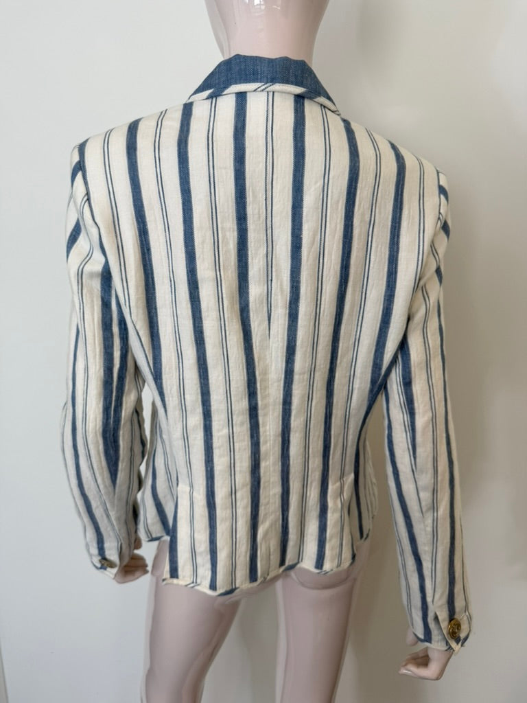 NVSCO - Blazer - crème/blauw gestreept, twee knopen, reverskraag - XL