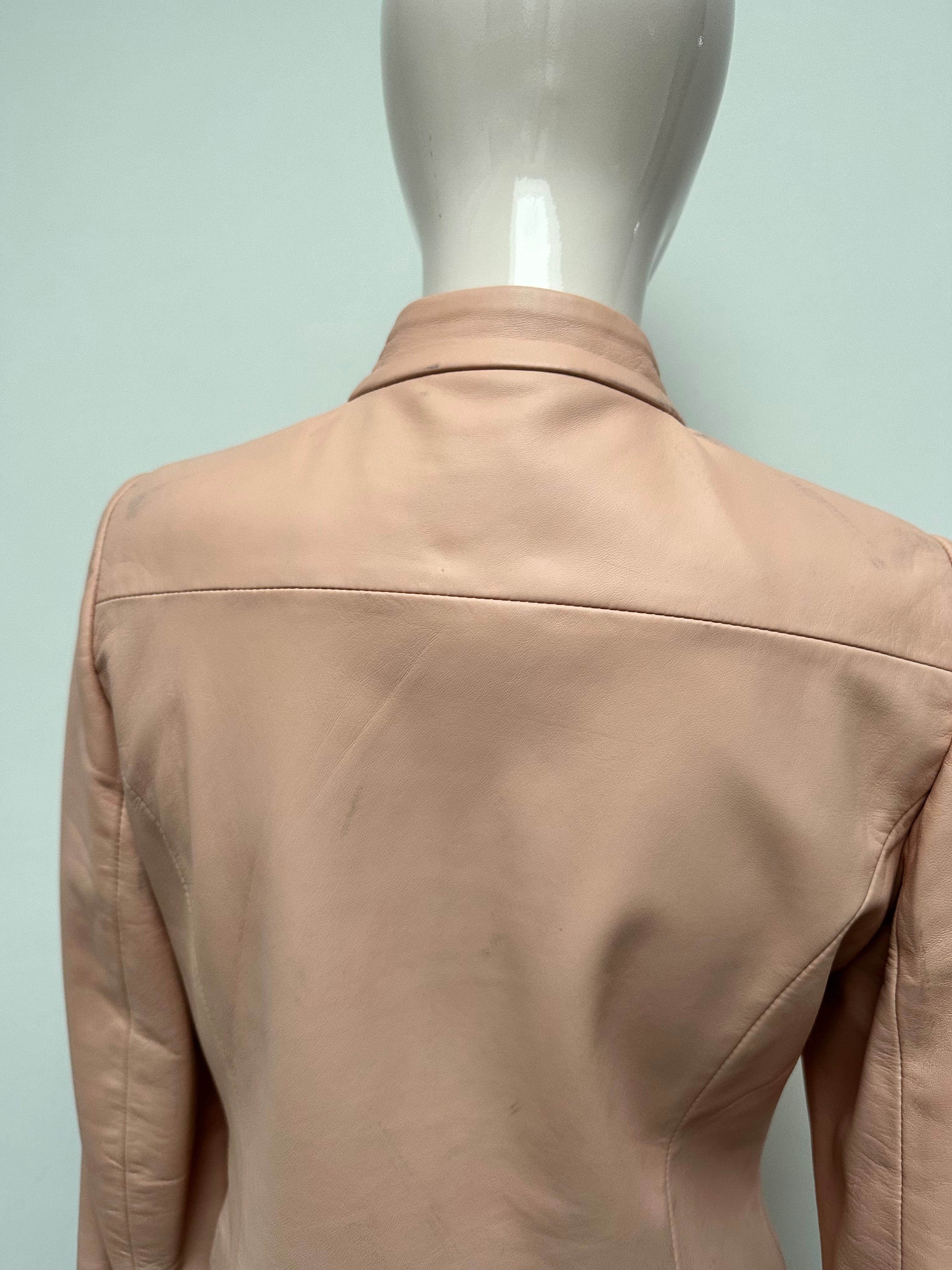 Caroline Biss roze leren jasje maat 36