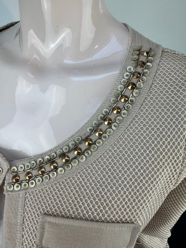 AIRFIELD - Vest - lichtbeige, opengewerkt mesh, zonder sluiting - S