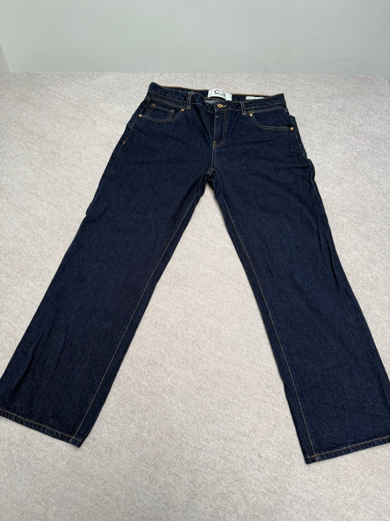 COJ Cup of Joe Denim Elodie Wide Straight Jeans W30 L30 – Donkerblauwe Raw Denim Jeans