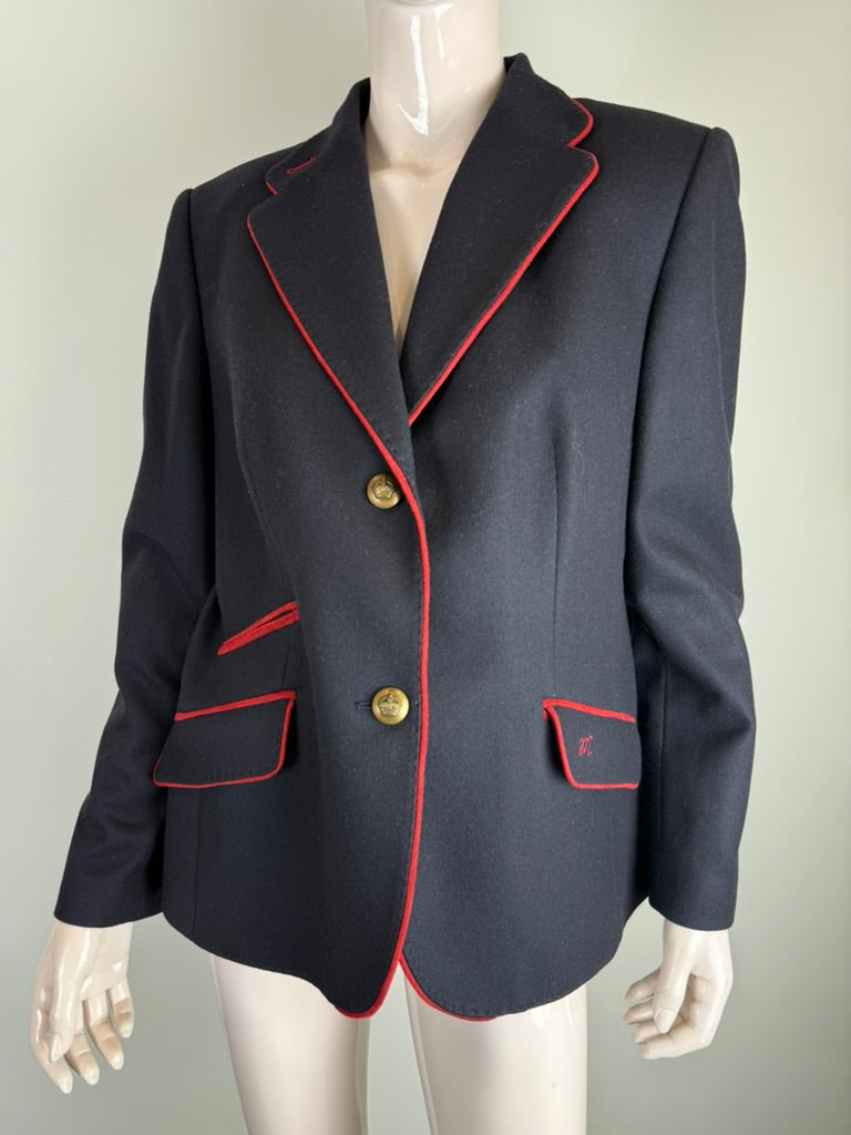 signora M. - Blazer - donkerblauw, rode biezen, goudkleurige knopen
