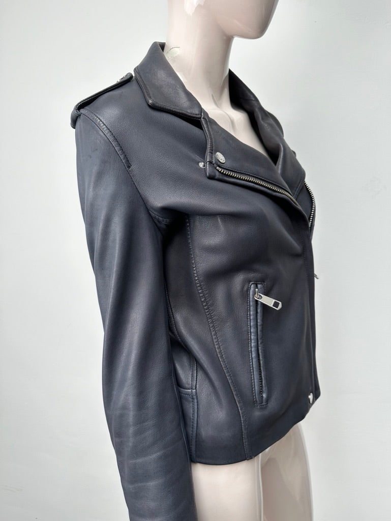 Tommy Hilfiger blauw leren biker jasje maat XS