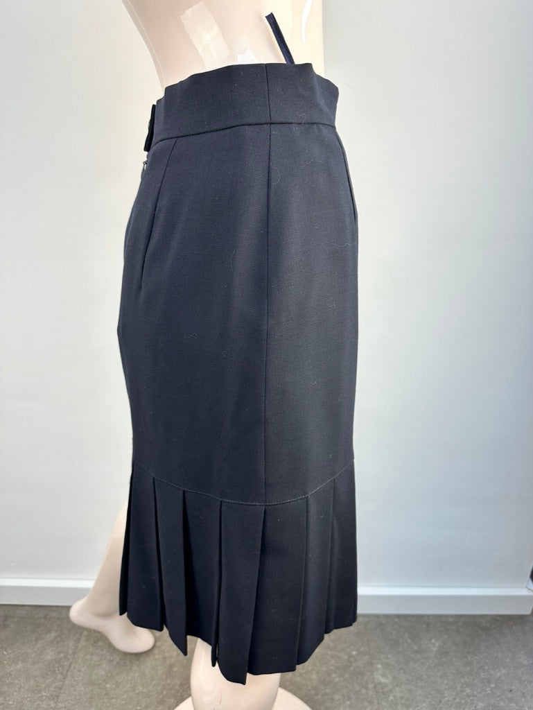 Escada blauw wollen plooirokje maat 36