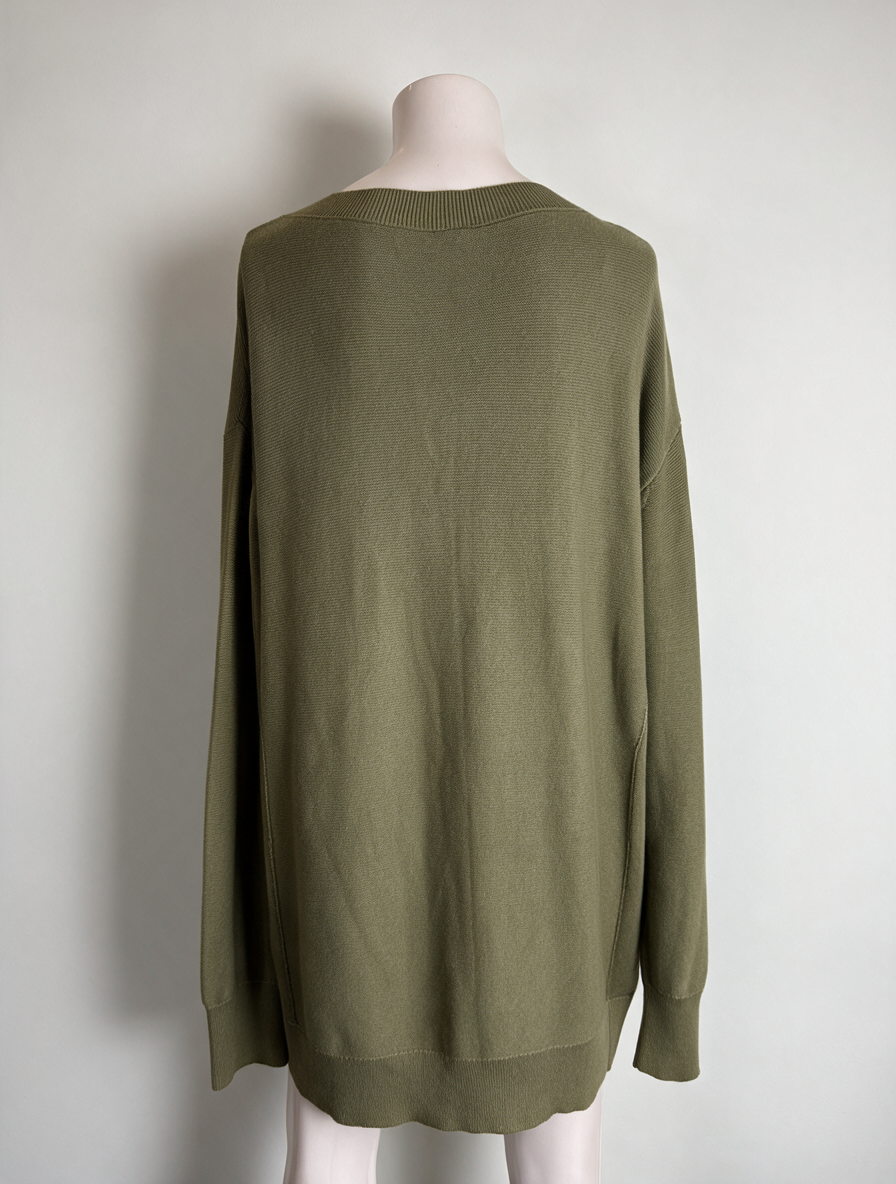 monari - Trui - olijfgroen, V-hals, strass steentjes - XL