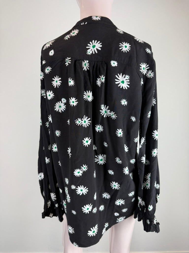Fabienne Chapot - Blouse - zwart, madeliefjesprint, lange mouw - L