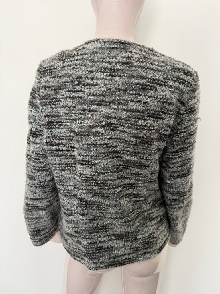 Sommermann - Blazer - grijs gemêleerd, knoopsluiting, ronde hals - XL