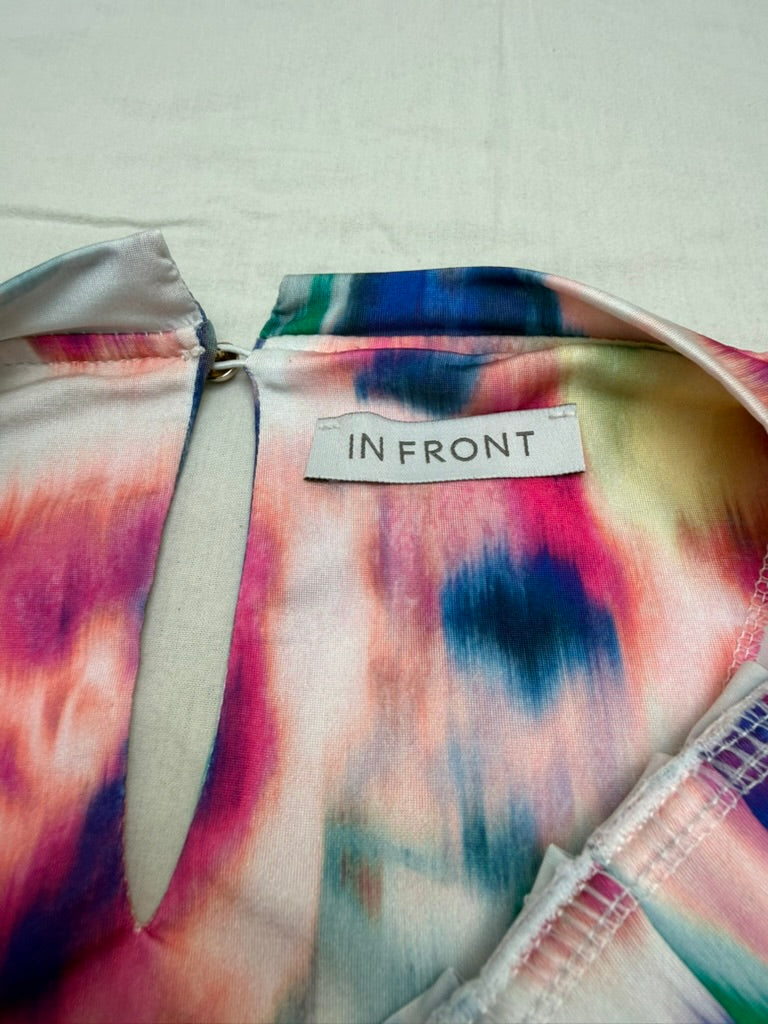 IN FRONT - Blouse - meerkleurig, abstract bloemenpatroon, halflange mouwen - S