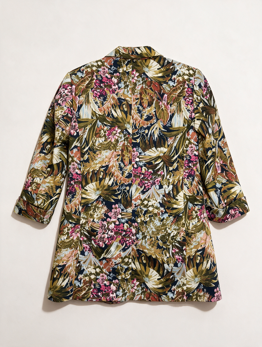 ZARA BASIC - Blazer - tropische bloemenprint, gevoerd, voorzakken - XS