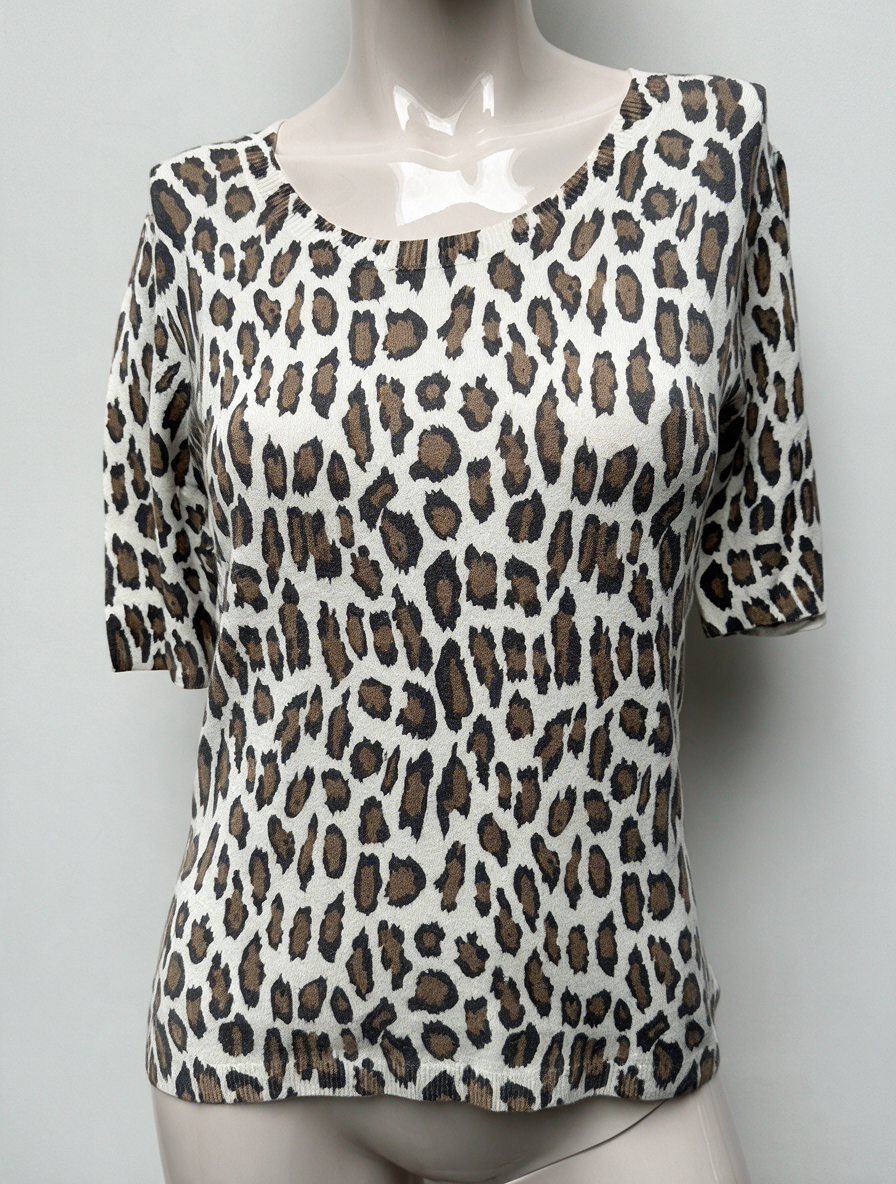 Gerard Darel - T-shirt - panterprint, ronde hals, korte mouw - M
