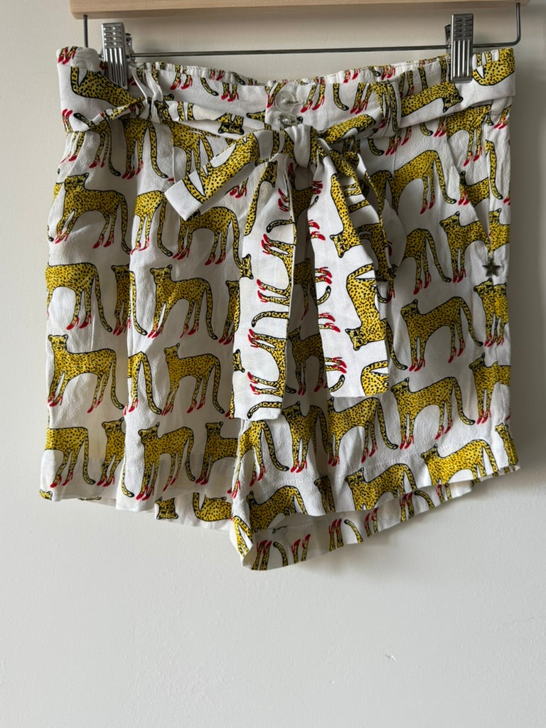 FABIENNE CHAPOT - Short - dierenprint, elastische tailleband, strikceintuur - S
