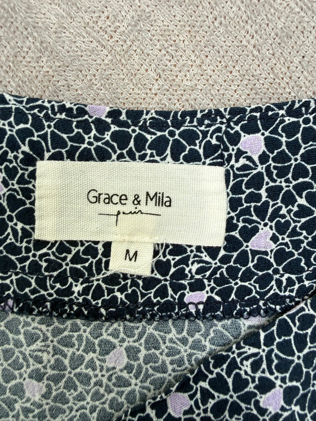 Grace & Mila midi rok met bloemenprint maat M – navy/lila