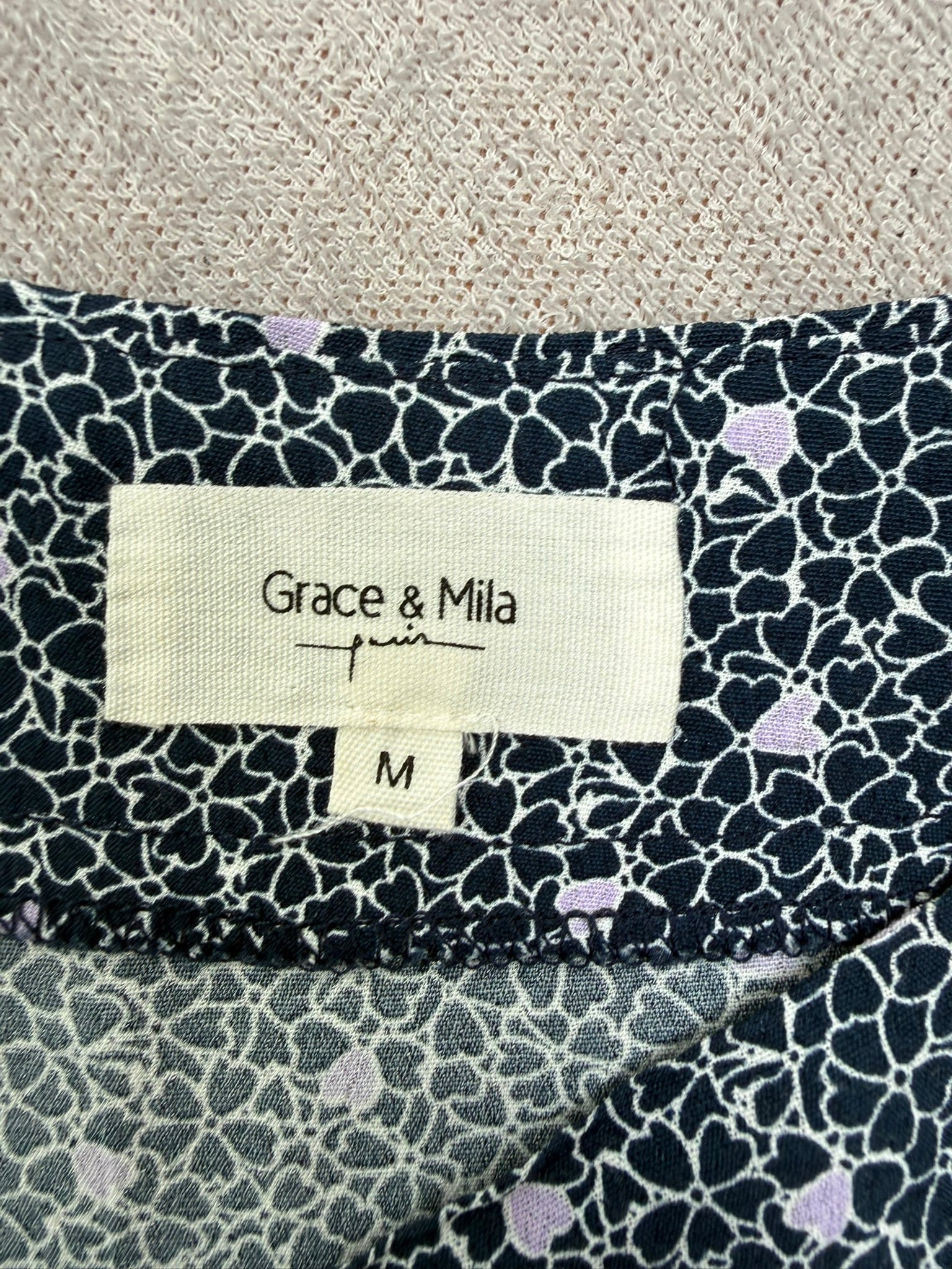 Grace & Mila midi rok met bloemenprint maat M – navy/lila