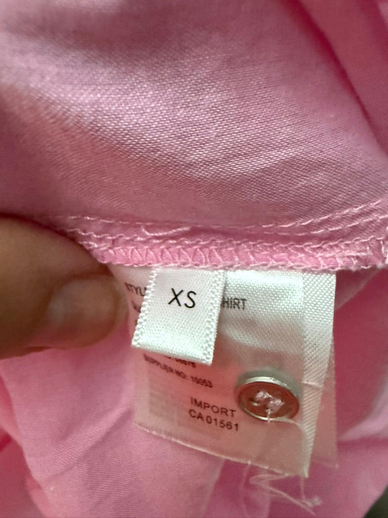 co’couture - Blouse - roze, opstaande kraag met ruches, halve knoopsluiting - XS