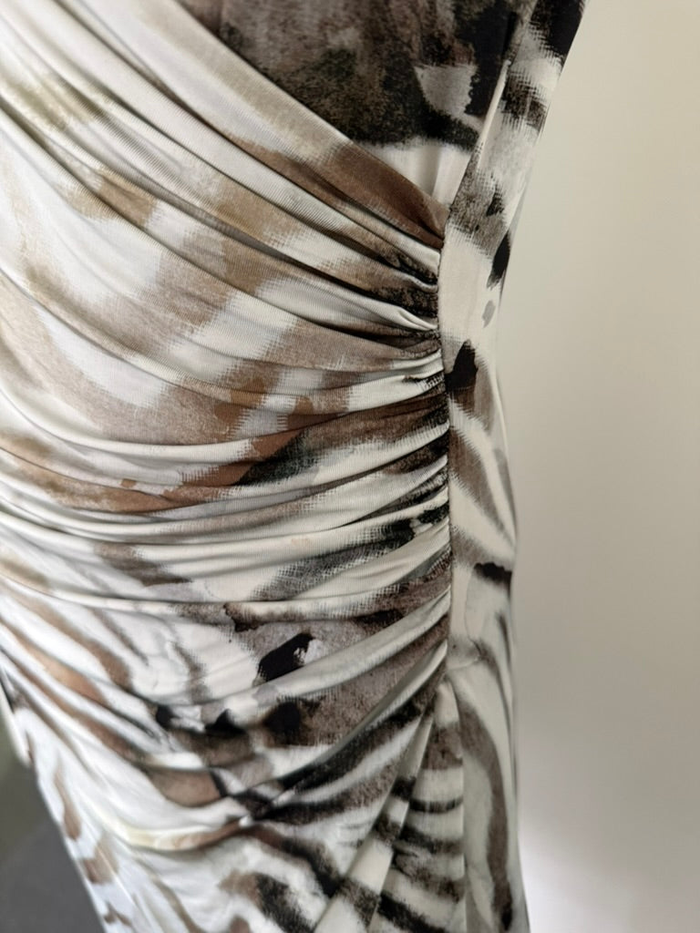 Javier Simorra - Jurk - dierenprint, wikkellook, V-hals - M