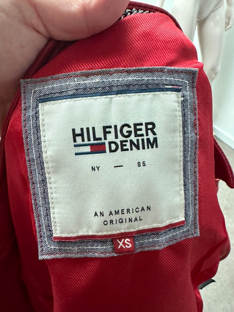 Hilfiger Denim - Jas - rood, leer, bikerstijl - XS