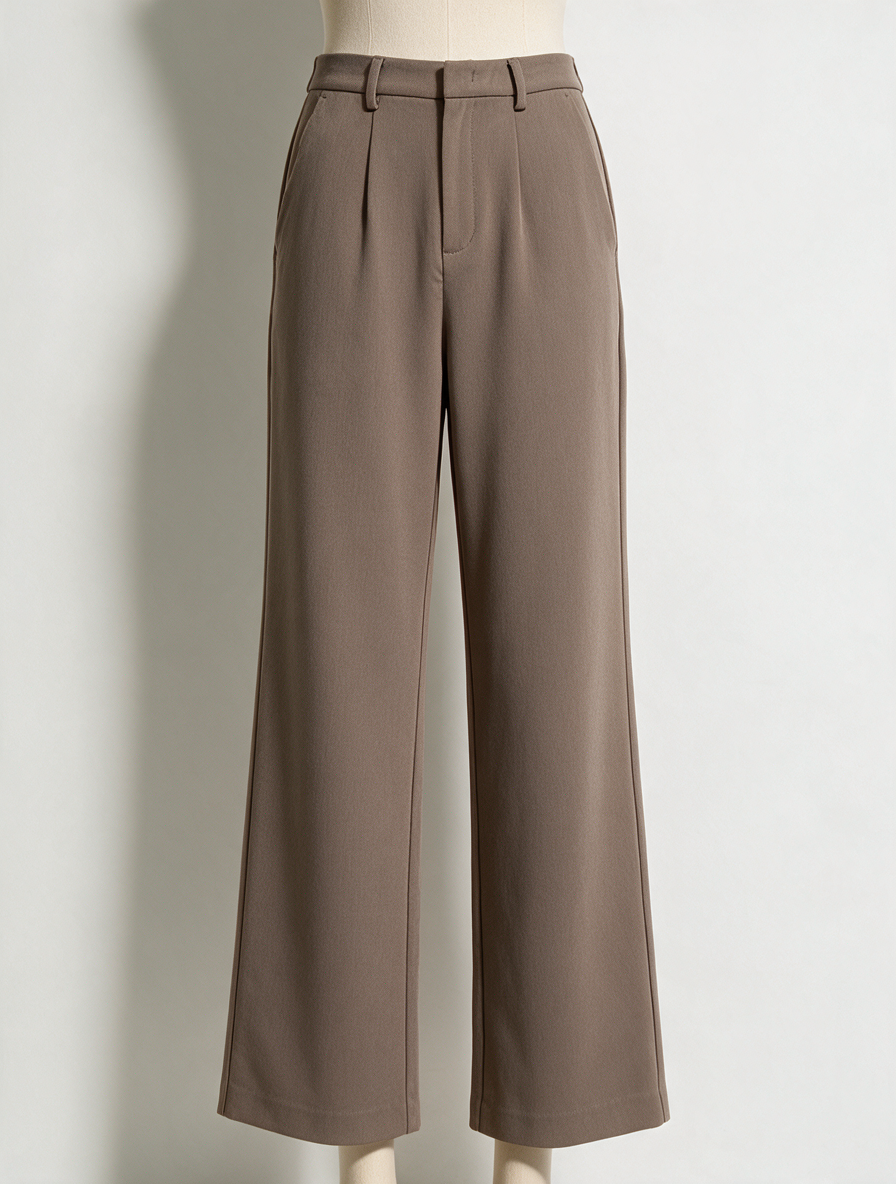 AMÉLIE & AMÉLIE - Broek - taupe, hoge taille, wijde rechte pijp - M