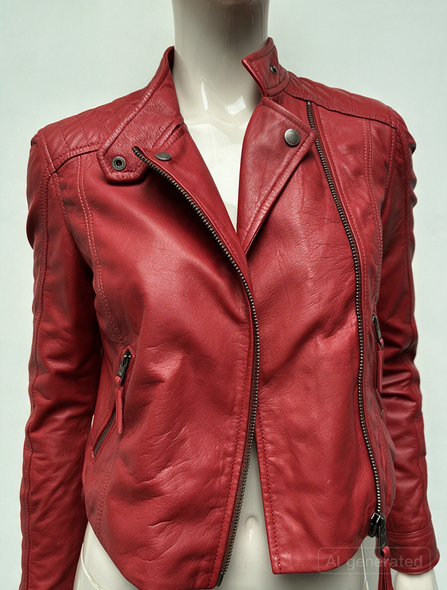 Hilfiger Denim - Jas - rood, leer, bikerstijl - XS
