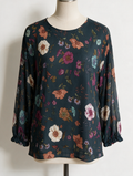 ESSENTIEL ANTWERP - Blouse - donkerblauw, all-over bloemenprint, ronde hals - L