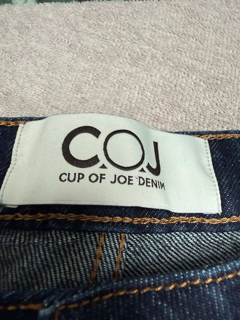 COJ Cup of Joe Denim Elodie Wide Straight Jeans W30 L30 – Donkerblauwe Raw Denim Jeans