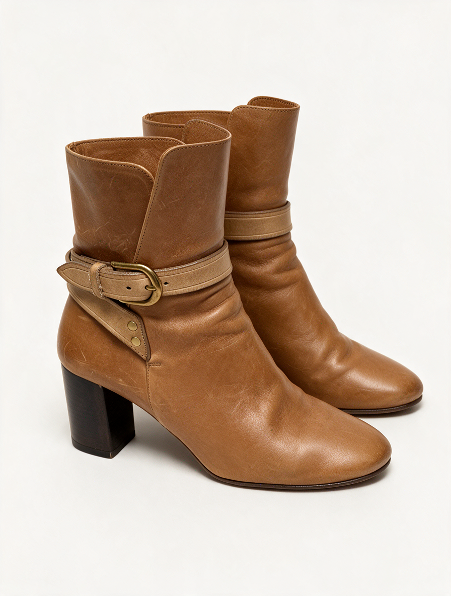 Isabel Marant - Enkellaars - bruin, blokhak, goudkleurige gesp