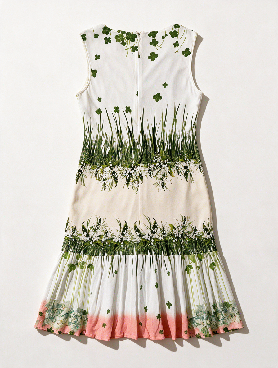 CLASS ROBERTO CAVALLI - Jurk - mouwloos, bloemenprint, roze rand aan zoom - XL