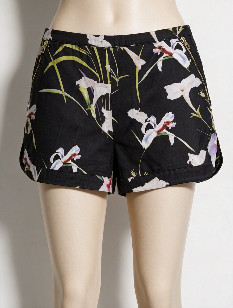TED BAKER LONDON - Korte broek - bloemenprint, decoratieve ritsen - XS