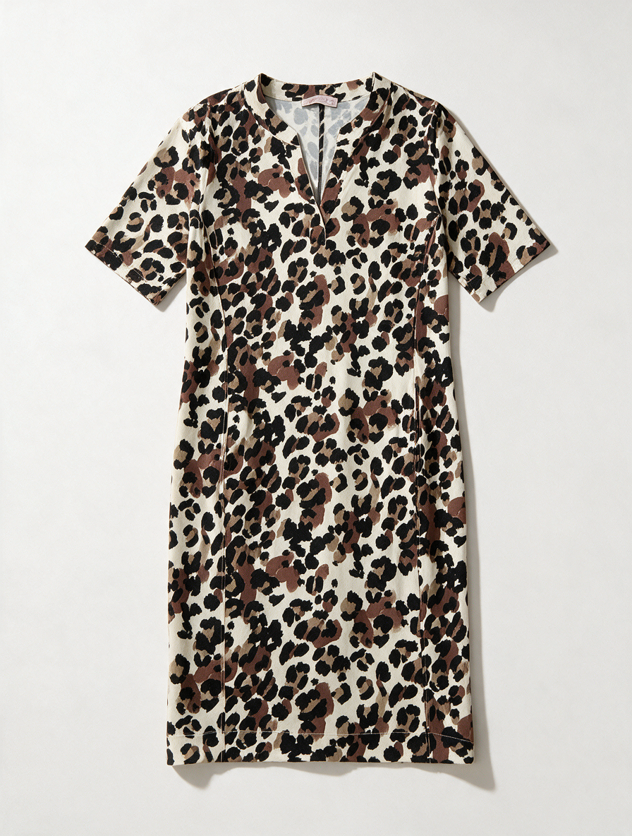 Studio Anneloes - Jurk - panterprint, V-hals, stretch