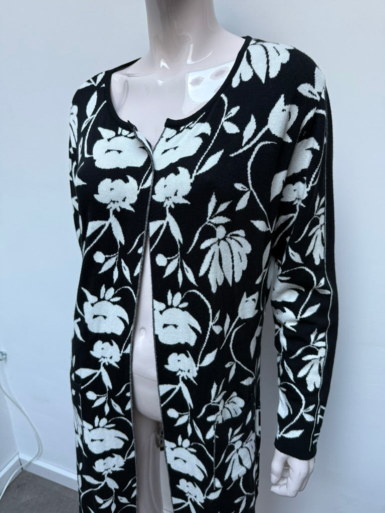 ZOSO - Vest - zwart-wit, bloemenprint, zonder sluiting - S