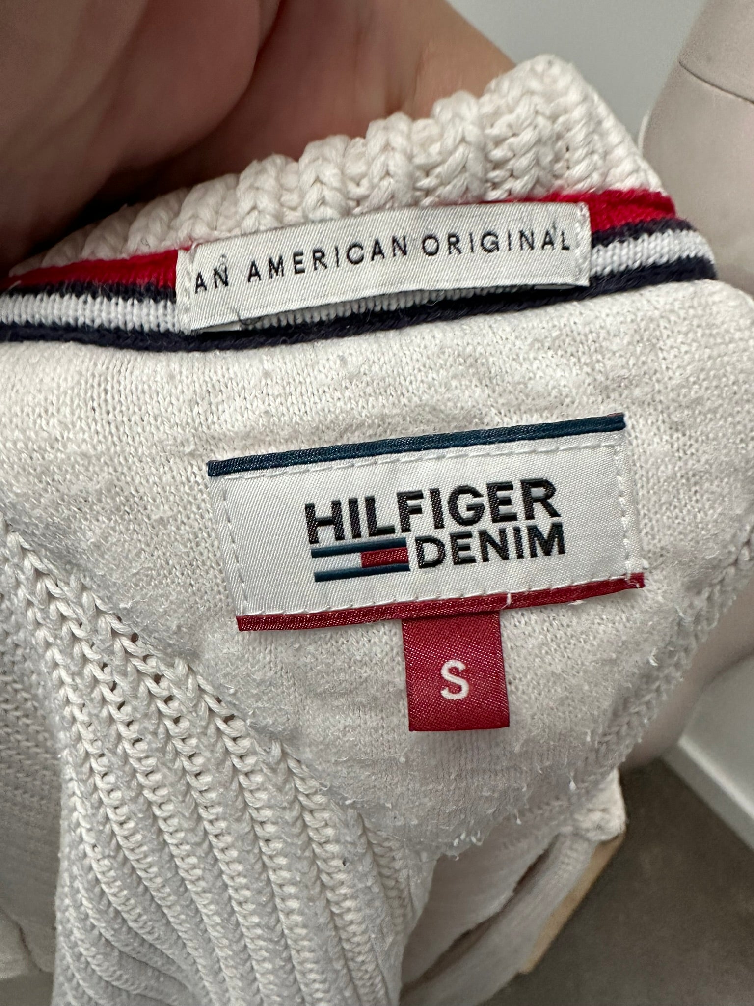 Tommy Hilfiger crème kabeltrui maat S