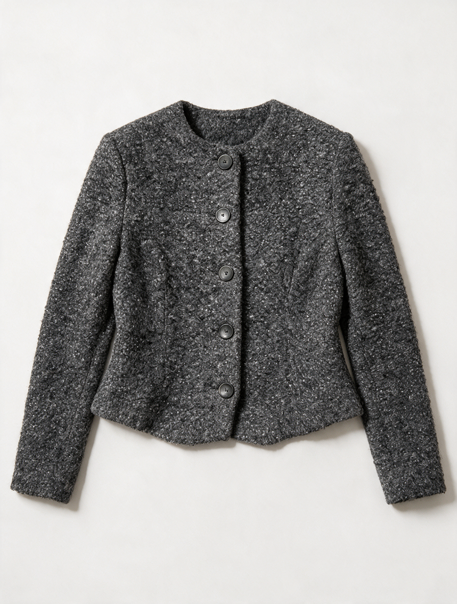 Claudia Sträter - Blazer - grijs, boucléstof, knoopsluiting - S