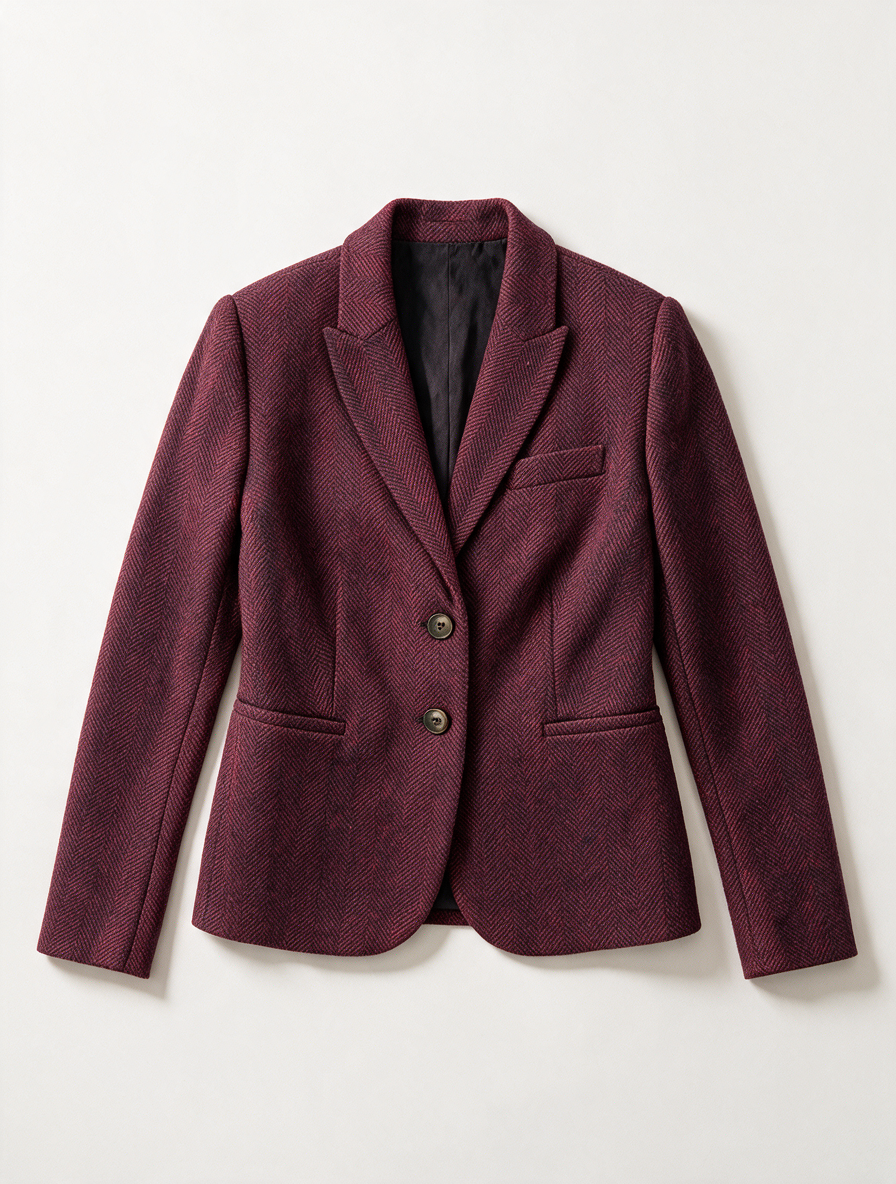 Boden - Blazer - bordeaux, visgraatpatroon, 2-knoops sluiting - M