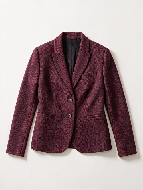 Boden - Blazer - bordeaux, visgraatpatroon, 2-knoops sluiting - M