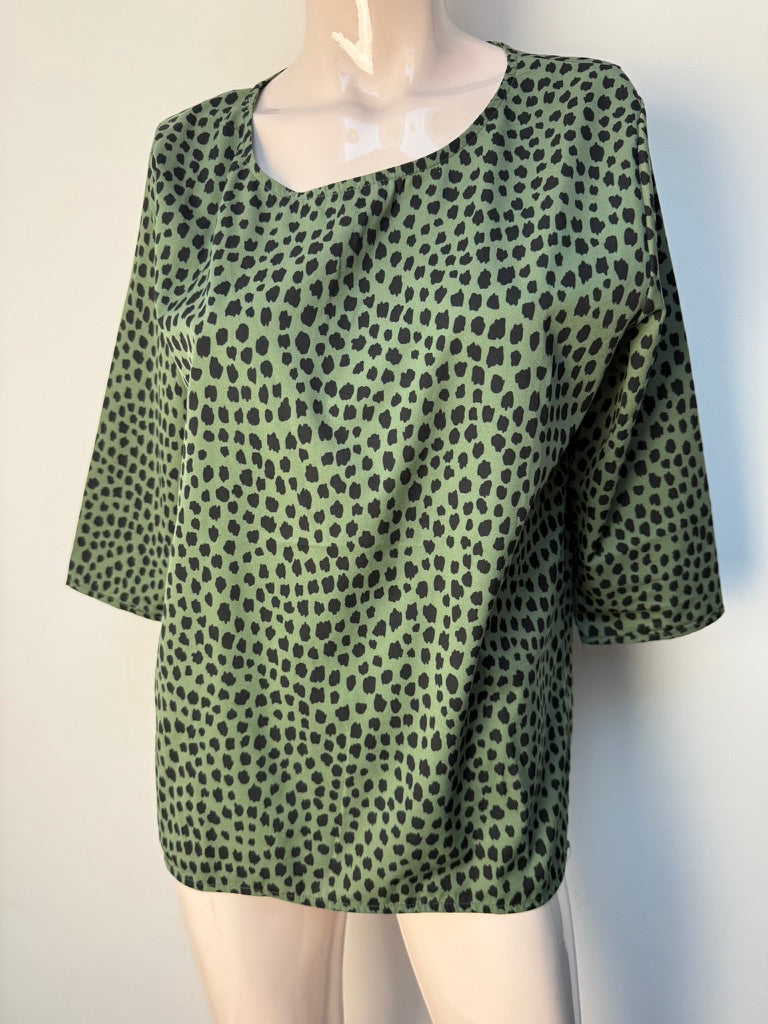 CATWALK JUNKIE - Top - groen-zwart, gevlekt dessin, 3/4 mouw - M