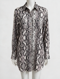 JOSH V - Blouse/tuniek - slangenprint, knoopsluiting - M