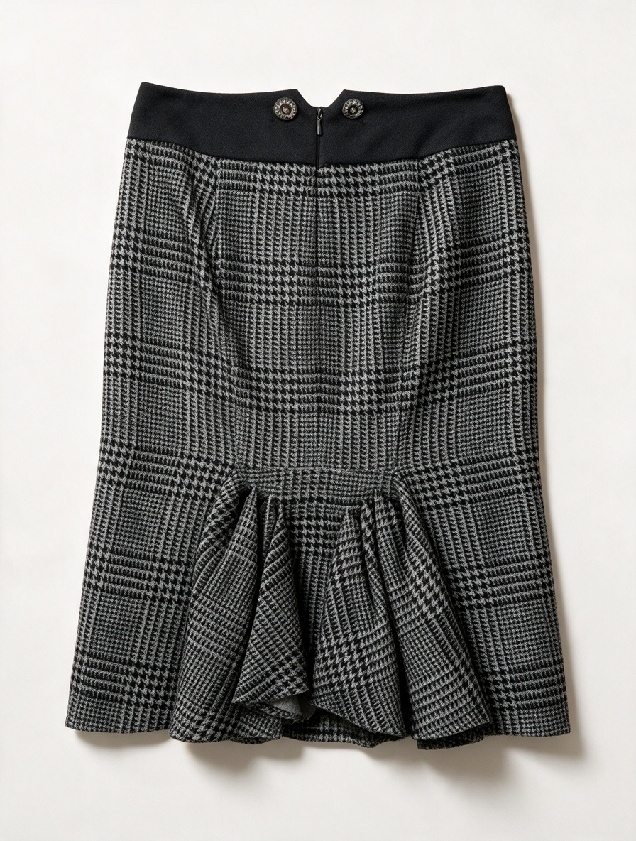 KENZO - Rok - ruitpatroon, zwart/wit/grijs, metalen knopen - S