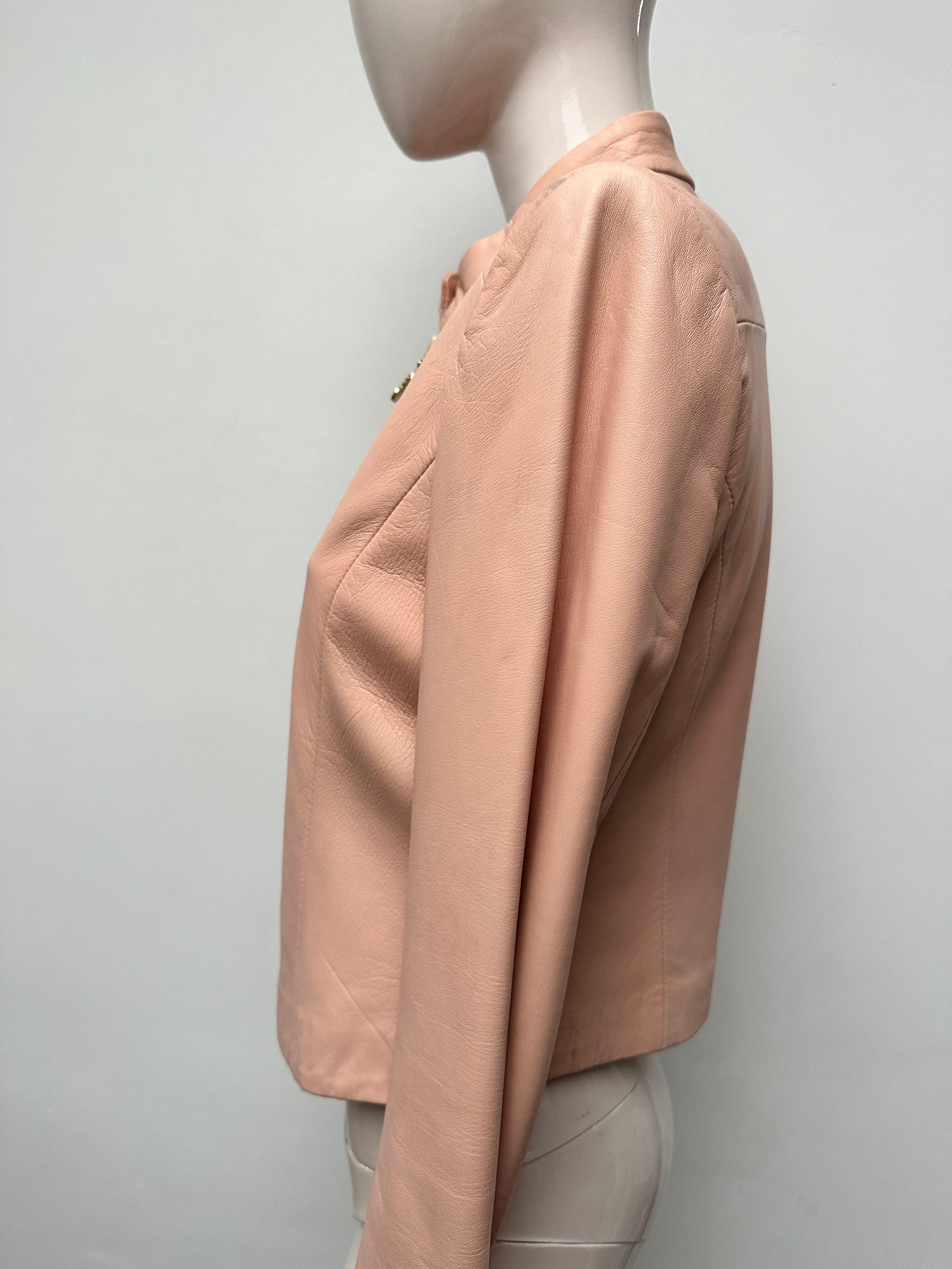 Caroline Biss roze leren jasje maat 36