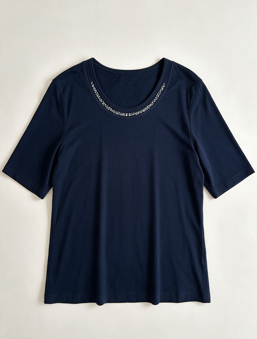 RABE - Blouse - blauw, ronde hals - L