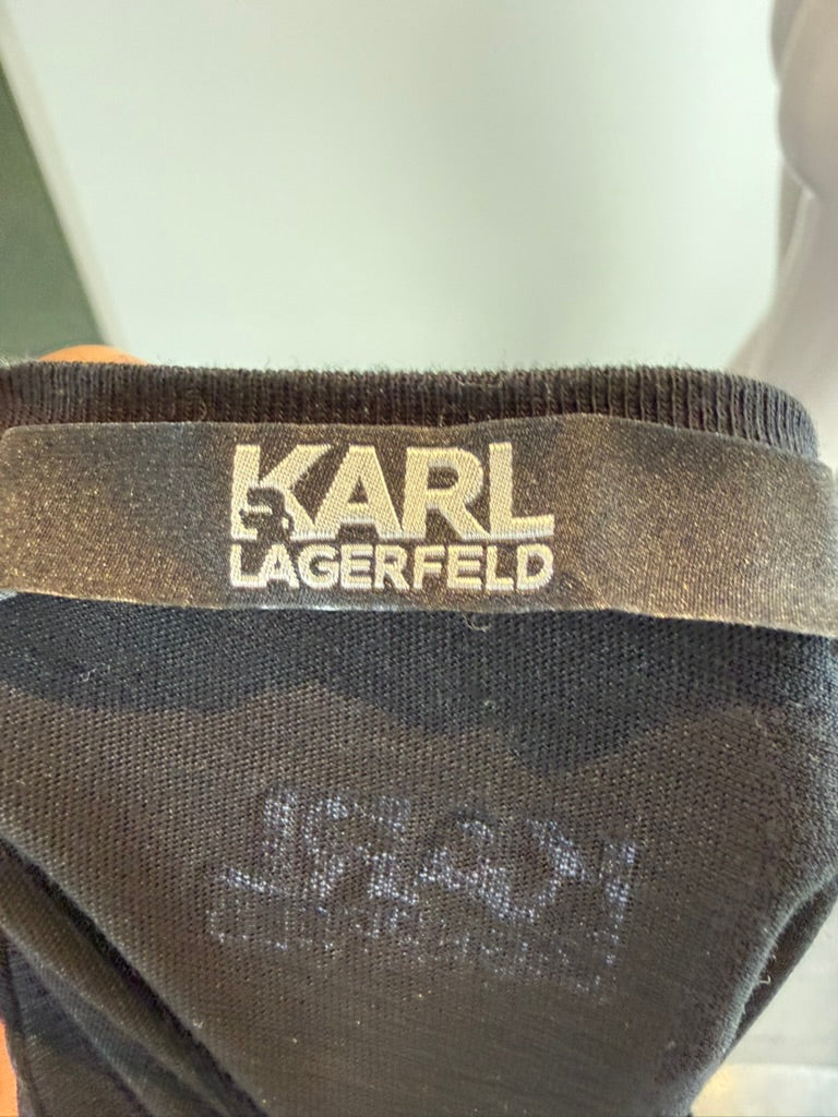 KARL LAGERFELD - T-shirt - zwart, grafische print, ronde hals - XS