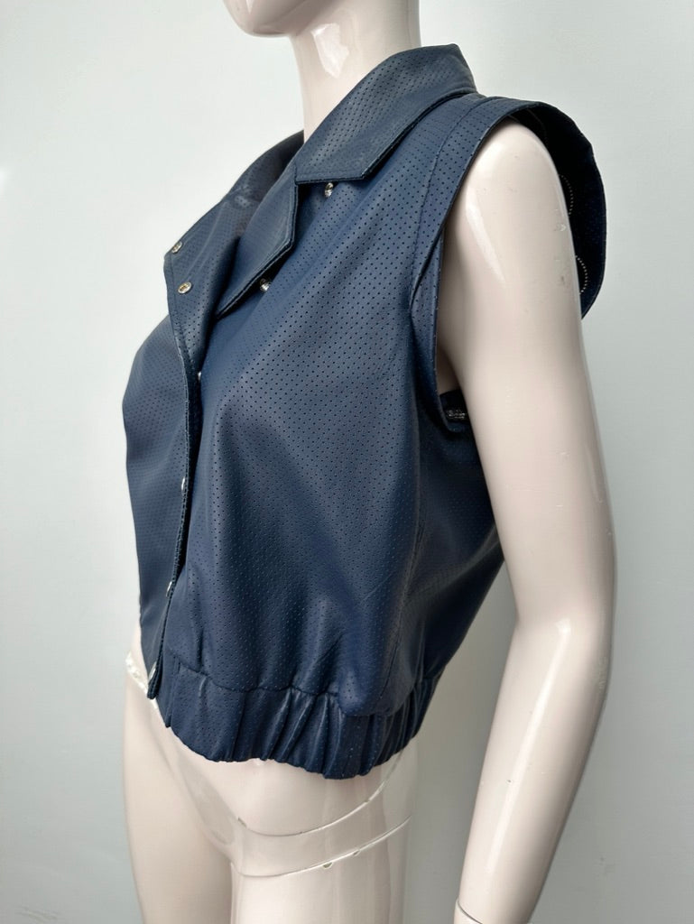 Caroline Biss blauw leren bomberjack maat 36