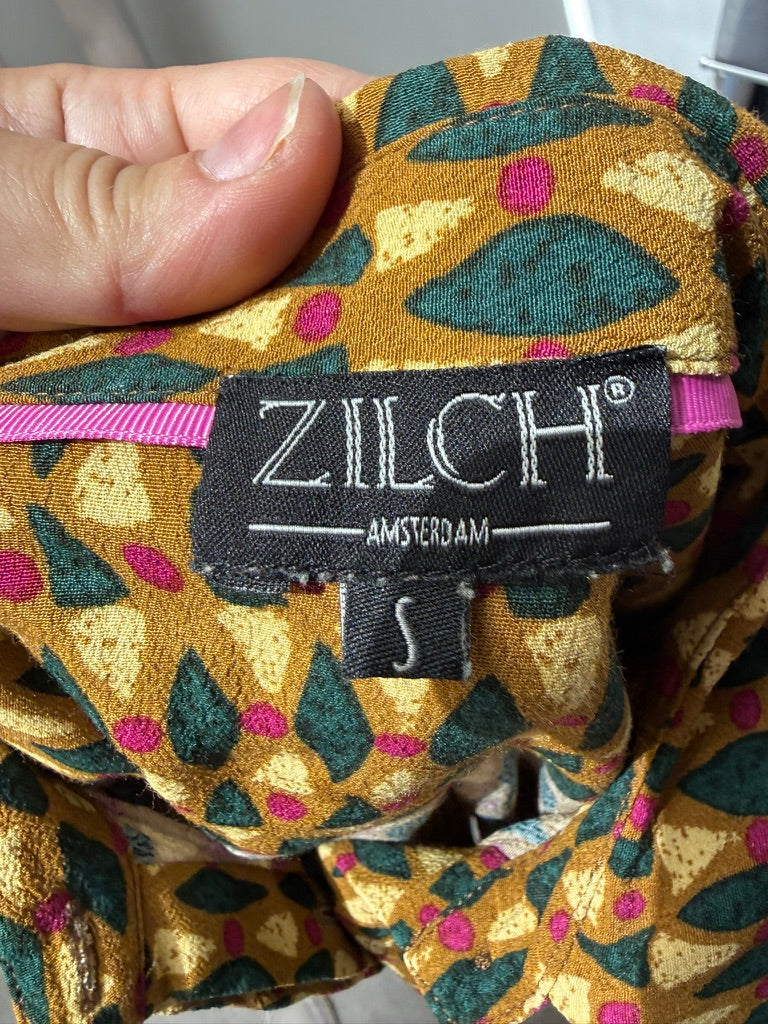 ZILCH - Blouse - geometrisch patroon, meerkleurig, knoopsluiting - maat S