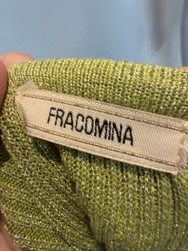 FRACOMINA - Vest - groen, ribgebreid, wikkelmodel - S