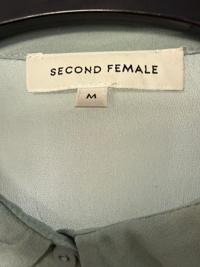 Second Female - Blouse - groen, striklint in de taille, licht doorschijnend - M