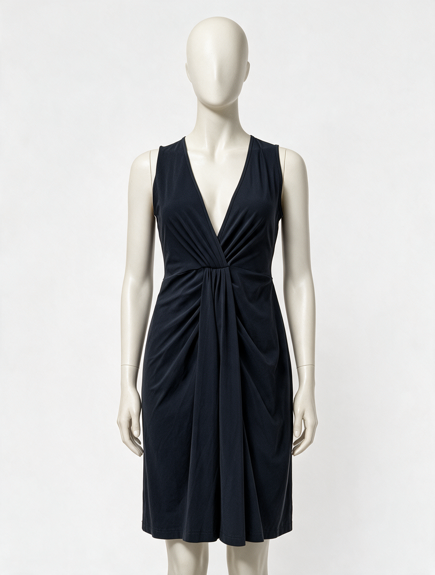 Studio Anneloes - Jurk - donkerblauw, V-hals, plissé detail - S